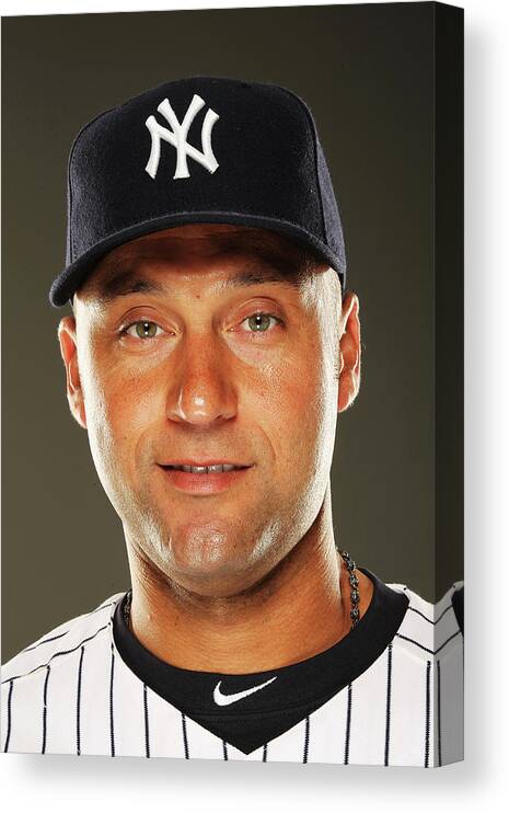 Media Day Canvas Print featuring the photograph Derek Jeter by Al Bello