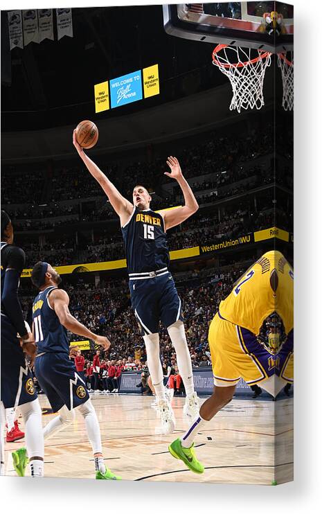 Playoffs Canvas Print featuring the photograph 2023 NBA Playoffs - Los Angeles Lakers v Denver Nuggets #3 by Andrew D. Bernstein