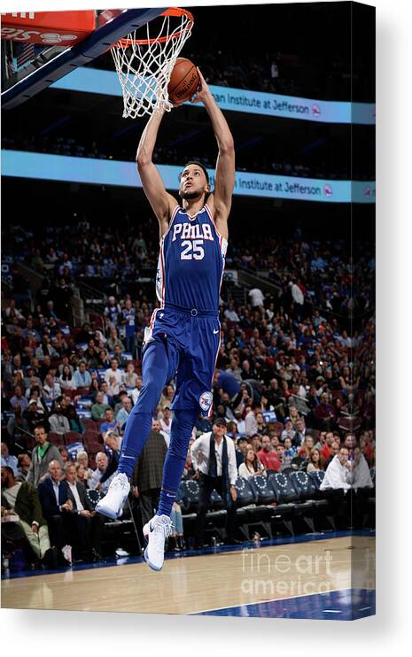 Nba Pro Basketball Canvas Print featuring the photograph Ben Simmons by David Dow