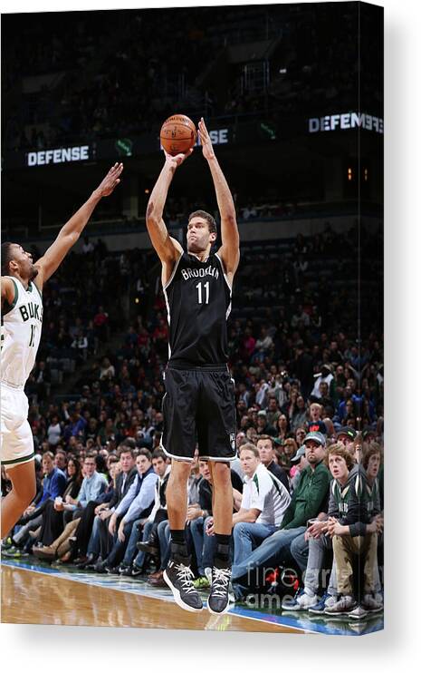 Nba Pro Basketball Canvas Print featuring the photograph Brook Lopez by Gary Dineen