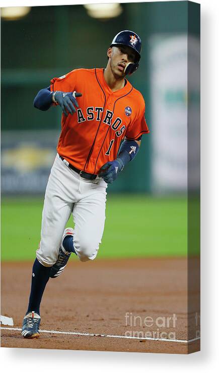 Game Two Canvas Print featuring the photograph Carlos Correa by Bob Levey
