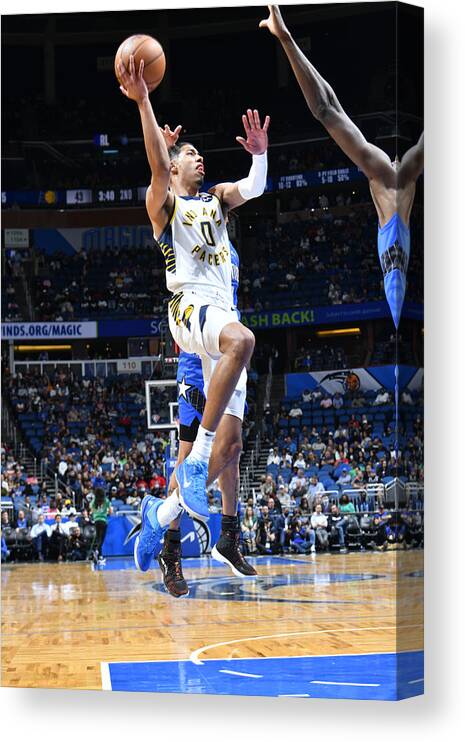 Tyrese Haliburton Canvas Print featuring the photograph Indiana Pacers v Orlando Magic by Gary Bassing