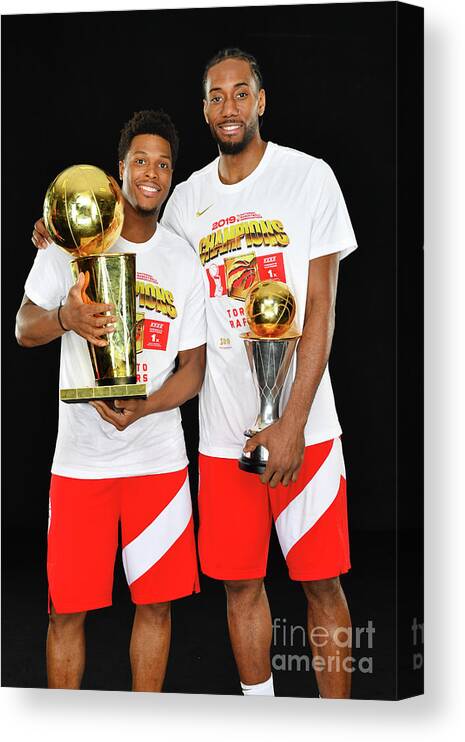 Kyle Lowry Canvas Print featuring the photograph Kawhi Leonard and Kyle Lowry by Jesse D. Garrabrant