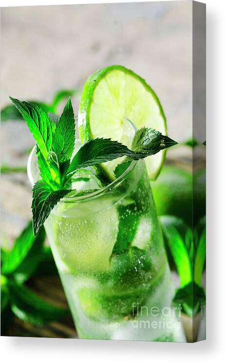 Mojito Canvas Print featuring the photograph Mojito Cocktail closeup by Jelena Jovanovic