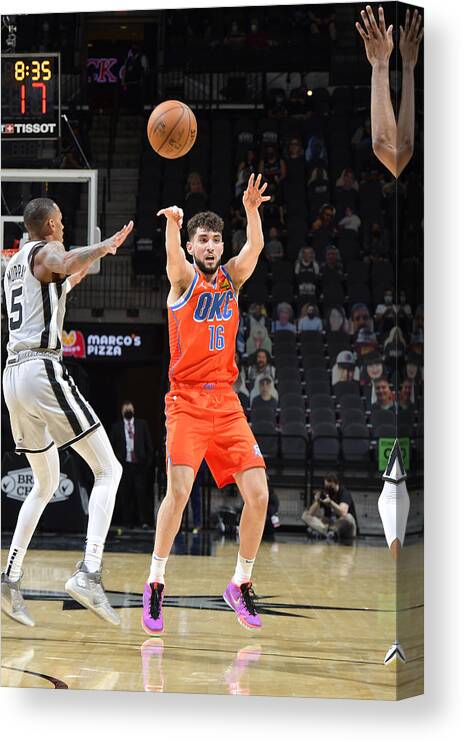 Nba Pro Basketball Canvas Print featuring the photograph Oklahoma City Thunder vs. San Antonio Spurs by Logan Riely