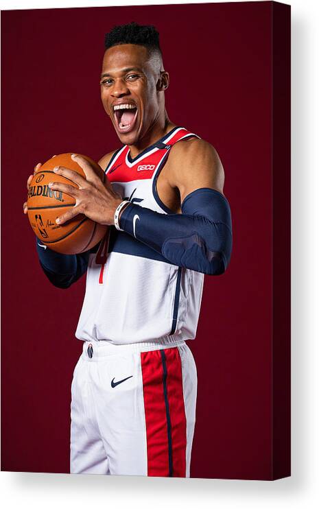 Media Day Canvas Print featuring the photograph Russell Westbrook by Stephen Gosling