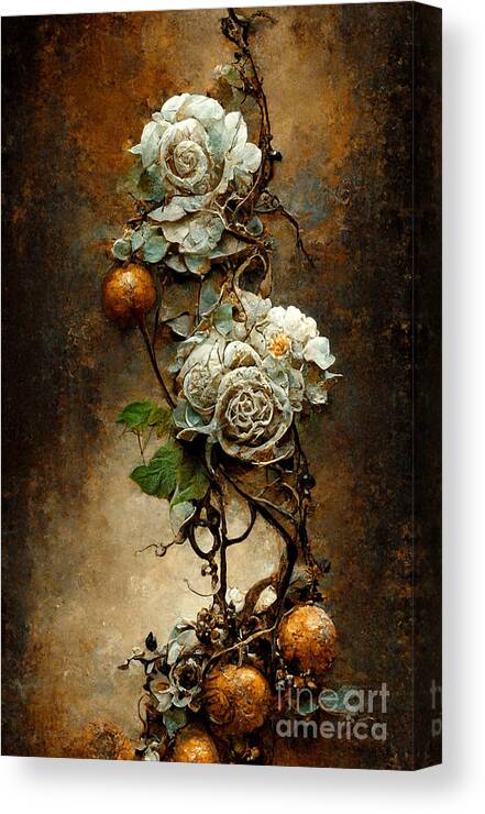 Steampunk Canvas Print featuring the digital art Steampunk roses #3 by Sabantha