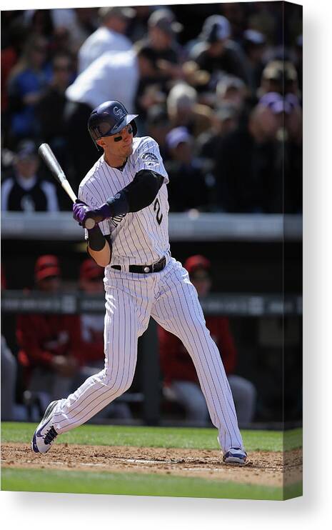 Shortstop Canvas Print featuring the photograph Troy Tulowitzki by Doug Pensinger
