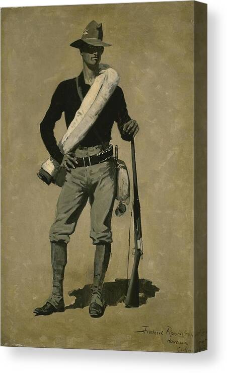Frederic Remington Canvas Print featuring the painting U S Soldier, Spanish American War #3 by Frederic Remington