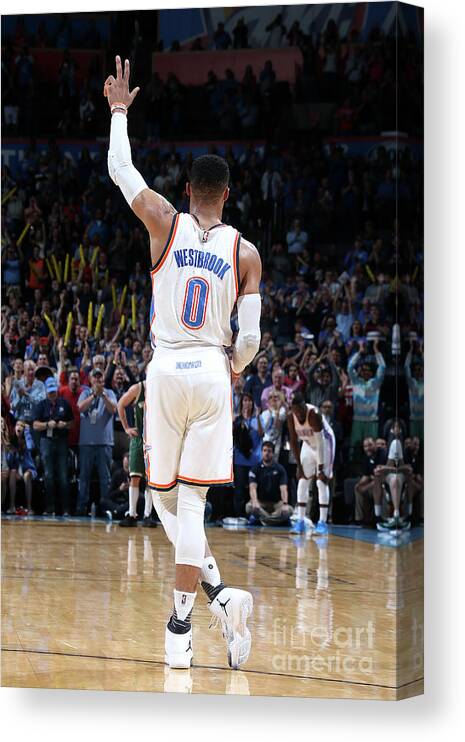 Russell Westbrook Canvas Print featuring the photograph Russell Westbrook #34 by Layne Murdoch
