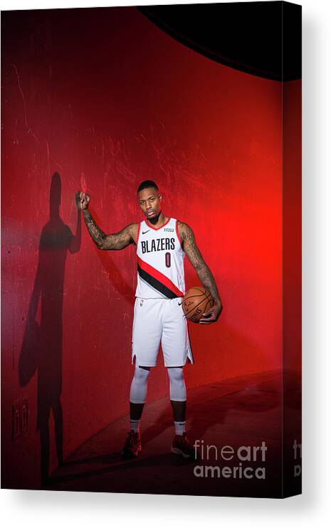 Media Day Canvas Print featuring the photograph Damian Lillard by Sam Forencich