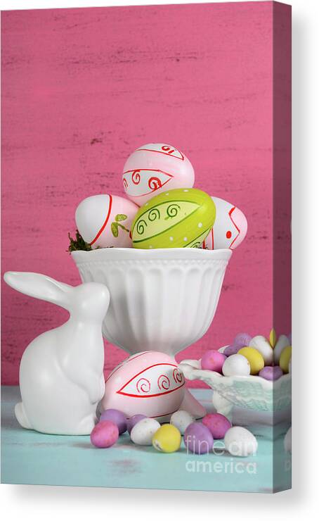 Green Canvas Print featuring the photograph Happy Easter still life #4 by Milleflore Images