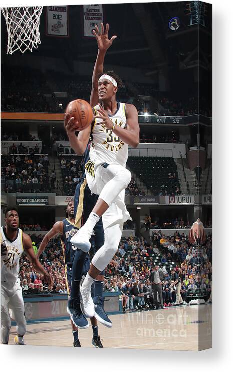 Nba Pro Basketball Canvas Print featuring the photograph Myles Turner by Ron Hoskins