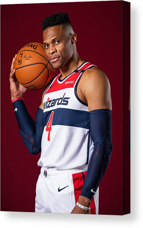 Media Day Canvas Print featuring the photograph Russell Westbrook by Stephen Gosling