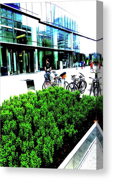 Plants Canvas Print featuring the photograph Plants In Front Of Office Buiulding In Warsaw, Poland by John Siest