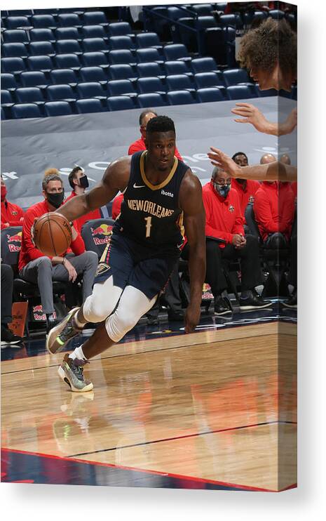 Smoothie King Center Canvas Print featuring the photograph Zion Williamson by Layne Murdoch Jr.