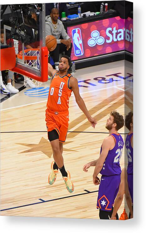 Miles Bridges Canvas Print featuring the photograph 2020 NBA All-Star - Rising Stars Game #5 by Bill Baptist