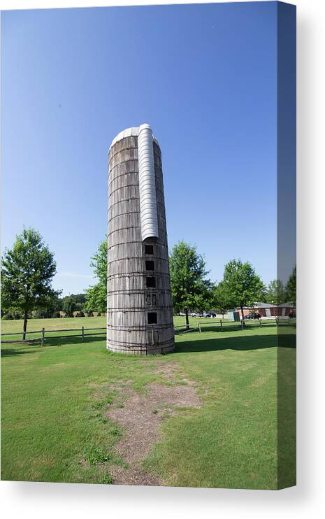 Auburn University Canvas Print featuring the photograph Farm silo at Auburn University #1 by Eldon McGraw
