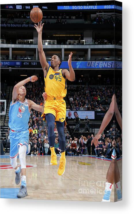 Donovan Mitchell Canvas Print featuring the photograph Donovan Mitchell by Rocky Widner