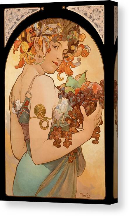 Fruit Canvas Print featuring the painting Fruit #5 by Alphonse Mucha