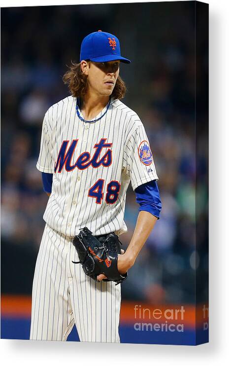 Jacob Degrom Canvas Print featuring the photograph Jacob Degrom #5 by Mike Stobe