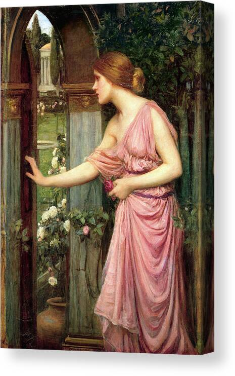 Mythology Canvas Print featuring the painting Psyche Entering Cupids Garden by John William Waterhouse
