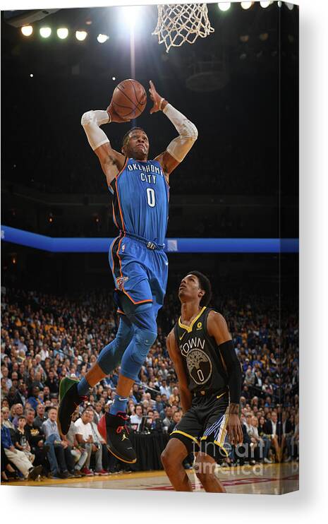 Nba Pro Basketball Canvas Print featuring the photograph Russell Westbrook by Garrett Ellwood