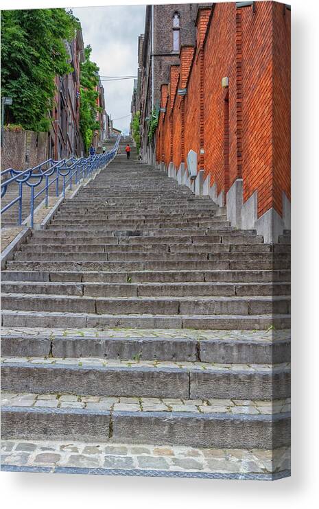Stairs Canvas Print featuring the photograph Montagne de Bueren, Liege, Belgium #6 by Elenarts - Elena Duvernay photo