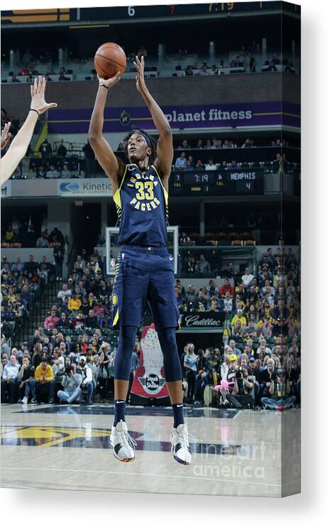 Myles Turner Canvas Print featuring the photograph Myles Turner by Ron Hoskins