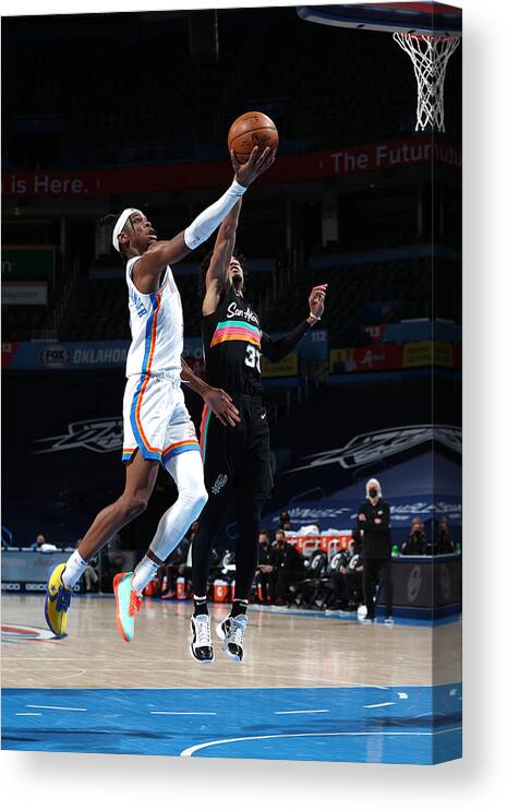 Nba Pro Basketball Canvas Print featuring the photograph San Antonio Spurs v Oklahoma City Thunder by Zach Beeker