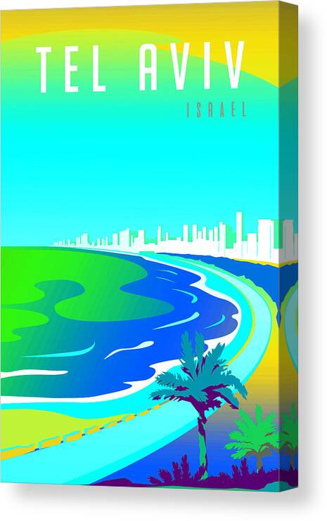 Oil On Canvas Canvas Print featuring the digital art Tel Aviv #7 by Celestial Images