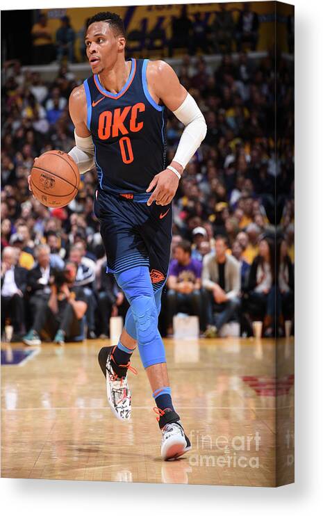 Russell Westbrook Canvas Print featuring the photograph Russell Westbrook #8 by Andrew D. Bernstein
