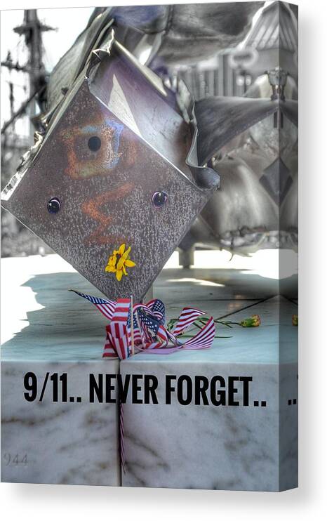 9/11 Canvas Print featuring the photograph 9/11.. Never Forget.. by Marianna Mills