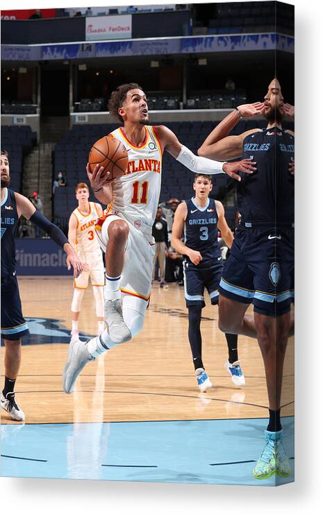 Trae Young Canvas Print featuring the photograph Atlanta Hawks v Memphis Grizzlies by Joe Murphy