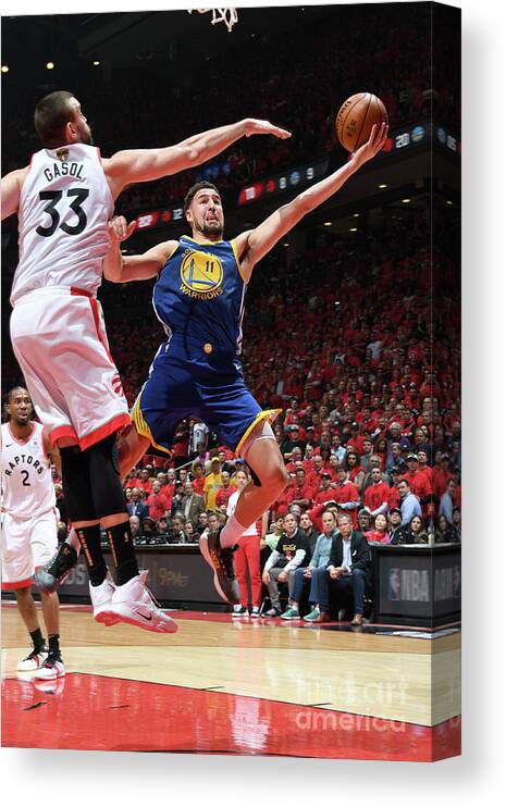 Playoffs Canvas Print featuring the photograph Klay Thompson by Andrew D. Bernstein