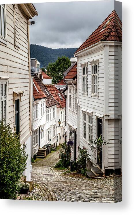 Town Canvas Print featuring the photograph A Charming Lane in Bergen by W Chris Fooshee