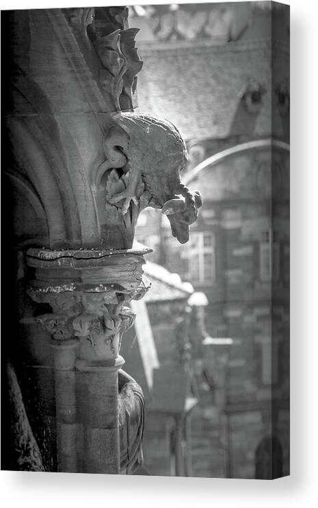 Architecture Canvas Print featuring the photograph A Grotesque in Strasbourg - 1 by W Chris Fooshee