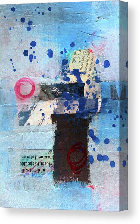 Blue Abstract Collage Canvas Print featuring the painting A Little Blue by Nancy Merkle
