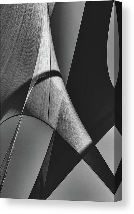 Black And White; Noir; Monochrome; Abstract; Design; Sails; Boating; Nautical; Sailing; Sailcloth; Minimal; Minimalism; Bob Orsillo; Copyright Bob Orsillo All Rights Reserved; Orsillo; Photograph; Photography Canvas Print featuring the photograph Abstract Sailcloth 16 by Bob Orsillo
