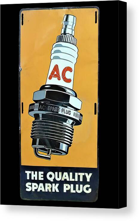 Ac Delco Canvas Print featuring the photograph AC Delco Vintage Spark plug sign by Flees Photos
