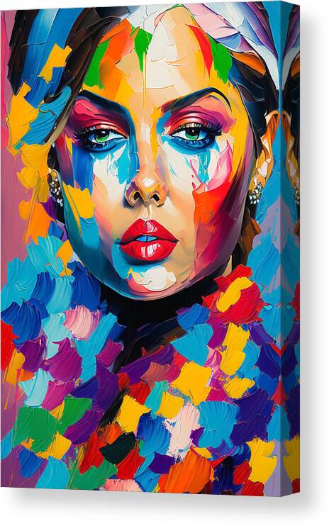 Style Canvas Print featuring the digital art Acrylic Portrait by Manjik Pictures
