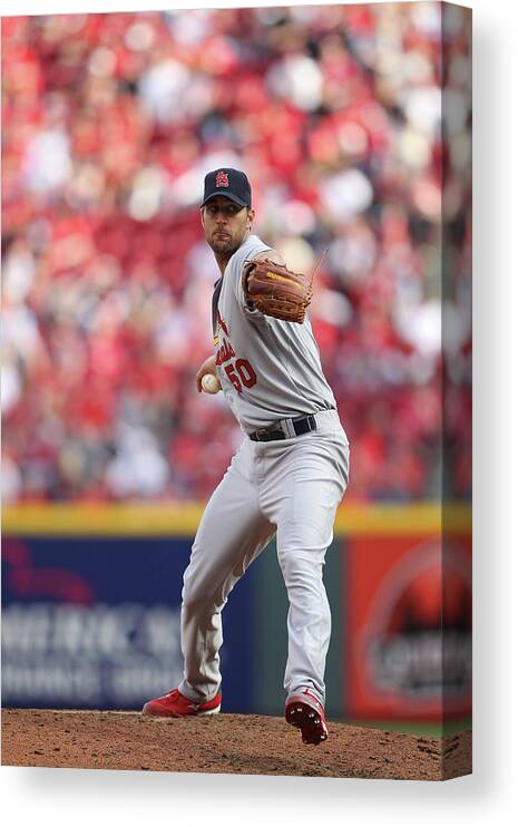 Great American Ball Park Canvas Print featuring the photograph Adam Wainwright by John Grieshop