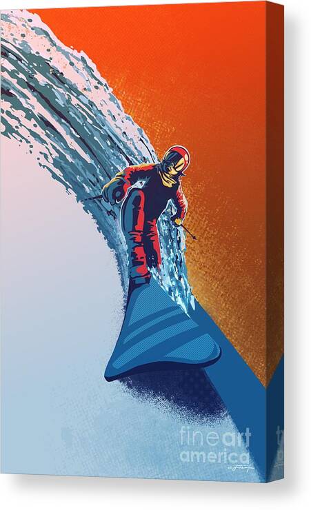 Ski Art Canvas Print featuring the painting Addicted to Powder by Sassan Filsoof