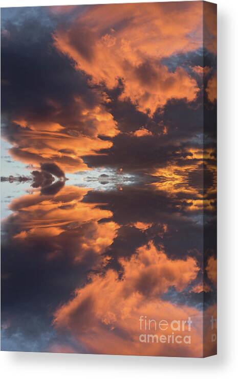 Sky Canvas Print featuring the digital art Air and orange light, a journey through time by Adriana Mueller