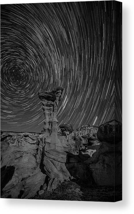 Alien Throne Star Trails Canvas Print featuring the photograph Alien Throne Star Trails by George Buxbaum