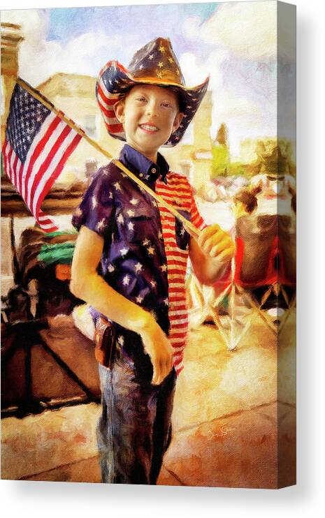 Cody Canvas Print featuring the photograph All American 4th of July Cowboy by Craig J Satterlee