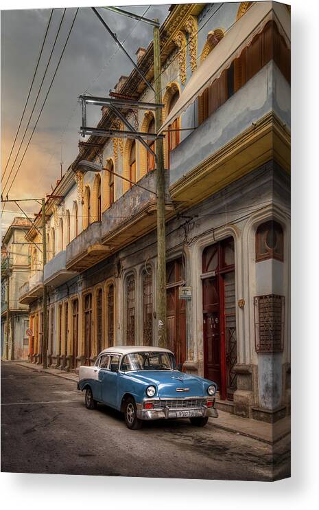Chevy Canvas Print featuring the photograph An Old Chevy in Salem Street by Micah Offman