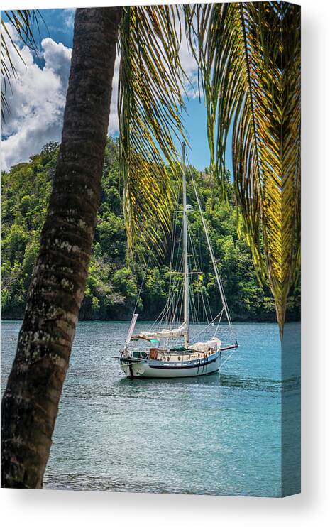 Caribbean Canvas Print featuring the photograph Anchored in Paradise by Gary Felton