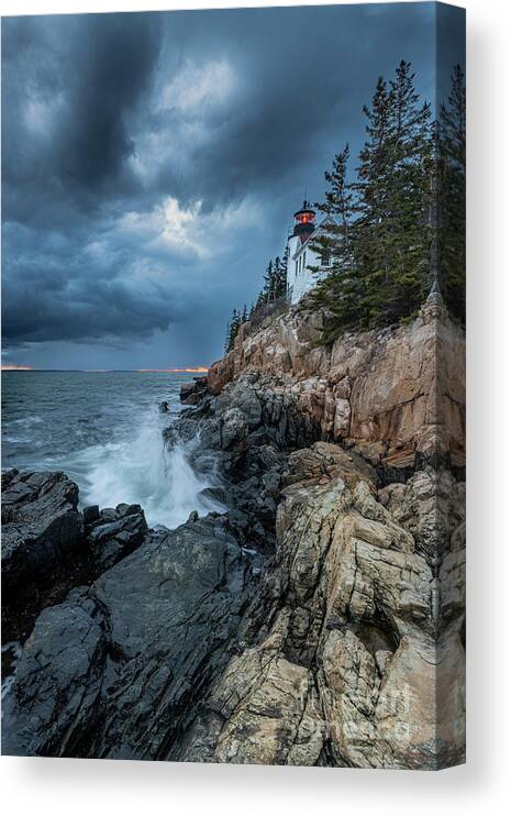 2020 Canvas Print featuring the photograph Angry Skies at Bass Harbor Head Lighthouse by Craig Shaknis
