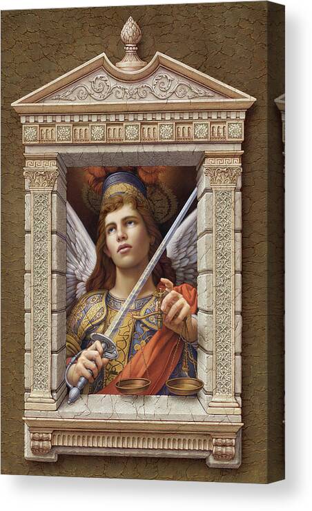 Christian Art Canvas Print featuring the painting Archangel Michael 2 by Kurt Wenner